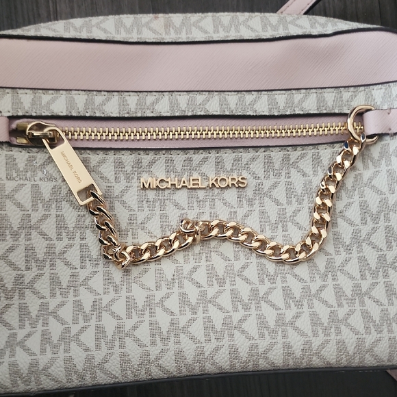 Michael Kors Monogram Crossbody in Gray and Pink - Picture 1 of 6